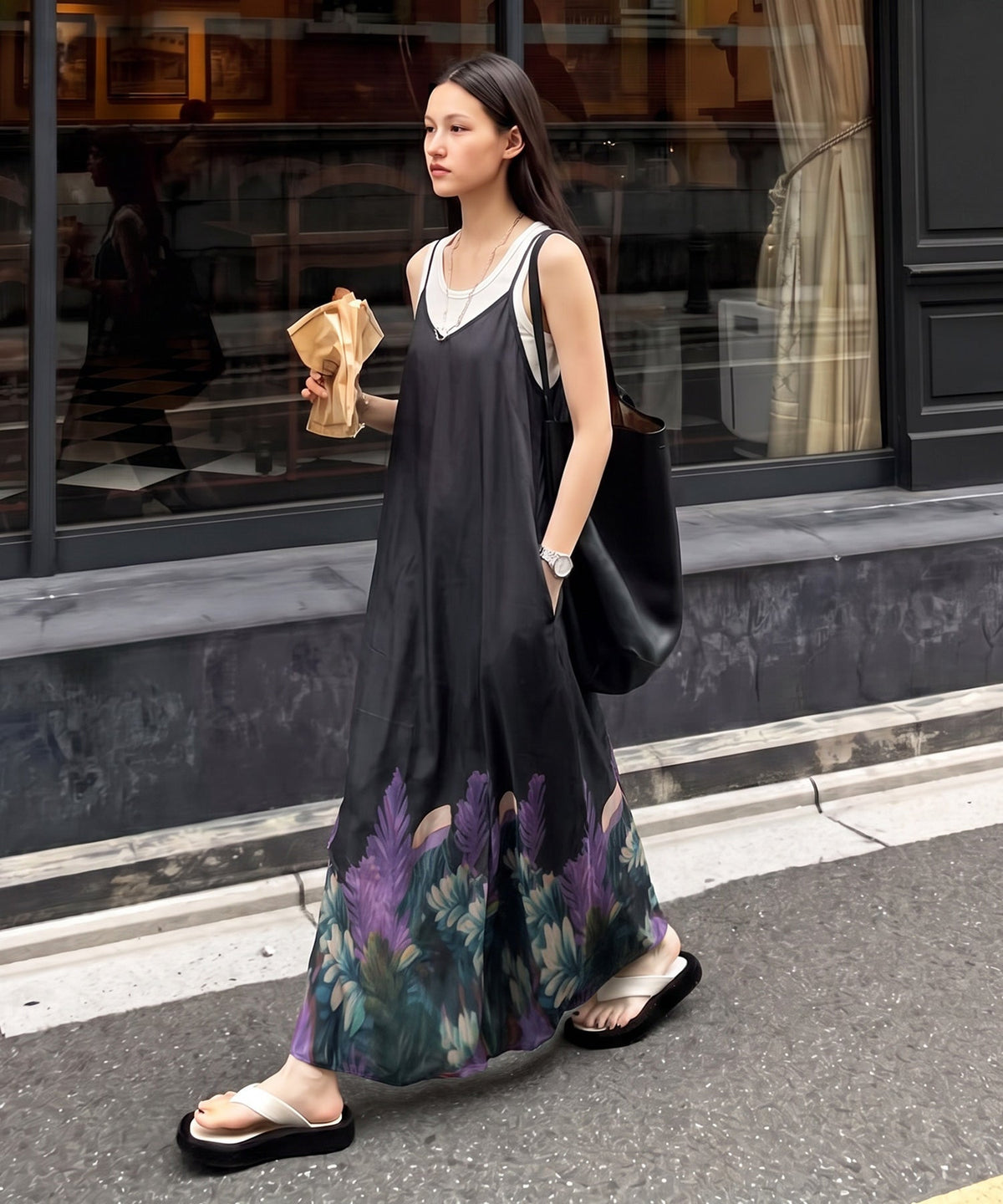 NUUUII Botanical Print Long Camisole Dress Ladies