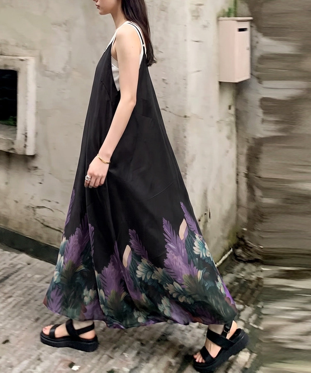 NUUUII Botanical Print Long Camisole Dress Ladies