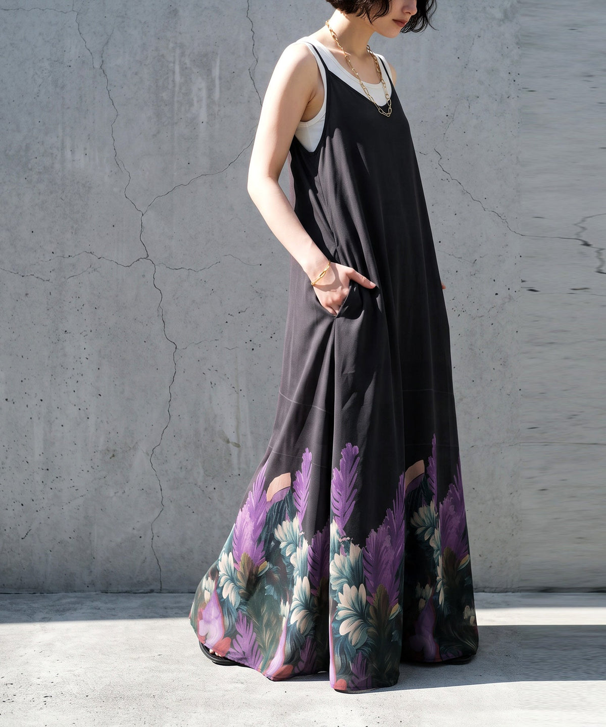 NUUUII Botanical Print Long Camisole Dress Ladies