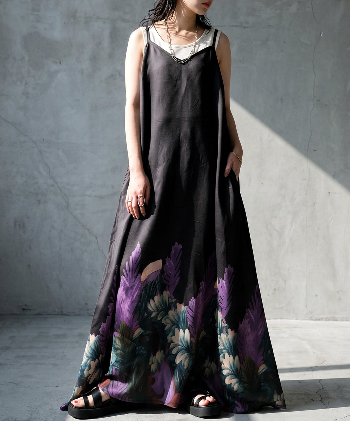 NUUUII Botanical Print Long Camisole Dress Ladies